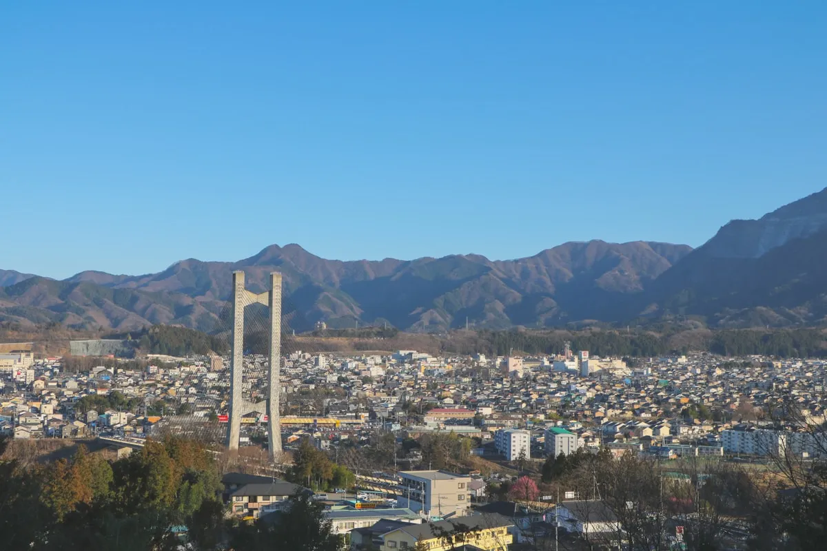 山を背景にした埼玉の街並み